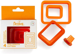 0255309 Lot de moules à biscuits rectangulaires, lisses, 4 pièces 1,5-3,5-5,5-7,5 H2,2 cm