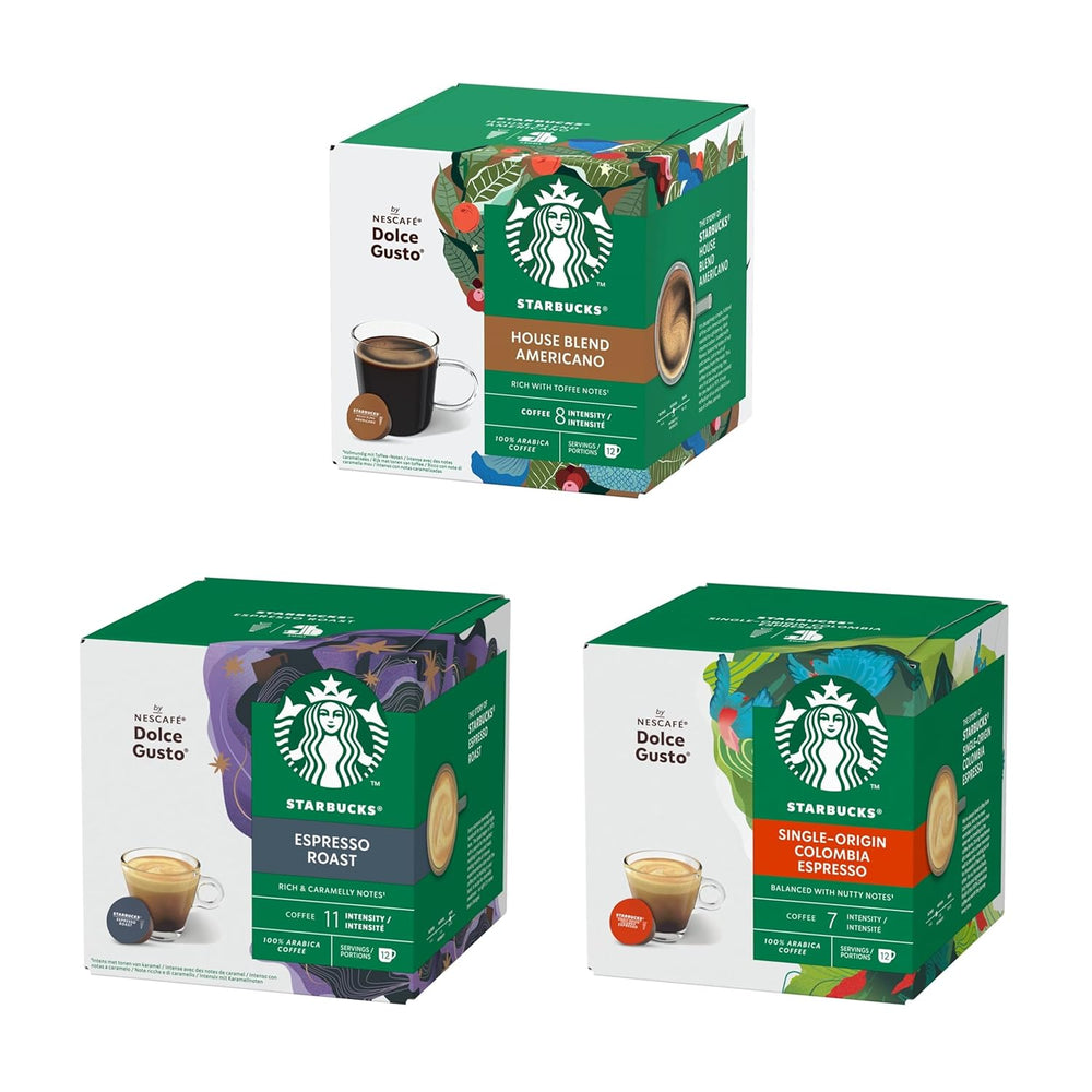 STARBUCKS Probierset, Espresso-Varianten by Nescafé Dolce Gusto Kaffeekapseln 6 x 12 (72 Kapseln) - Exclusif bei Amazon