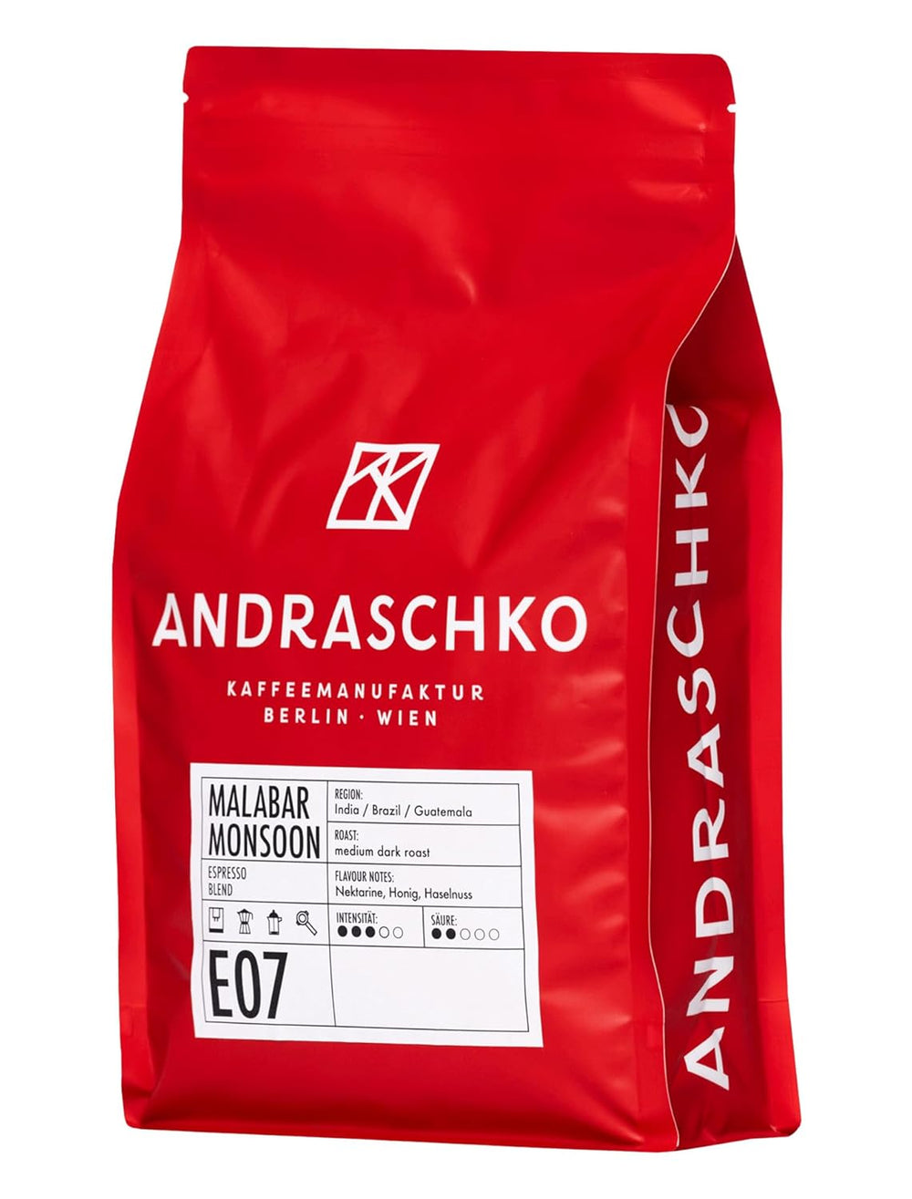 Malabar Monsoon Espresso Blend - 100% Arabica de l'Inde, du Brésil et du Guatemala - säurearm & ausgefungen mit Nektarine, Honig & Haselnuss - ganze Bohnen, torréfaction moyennement foncée - 1kg