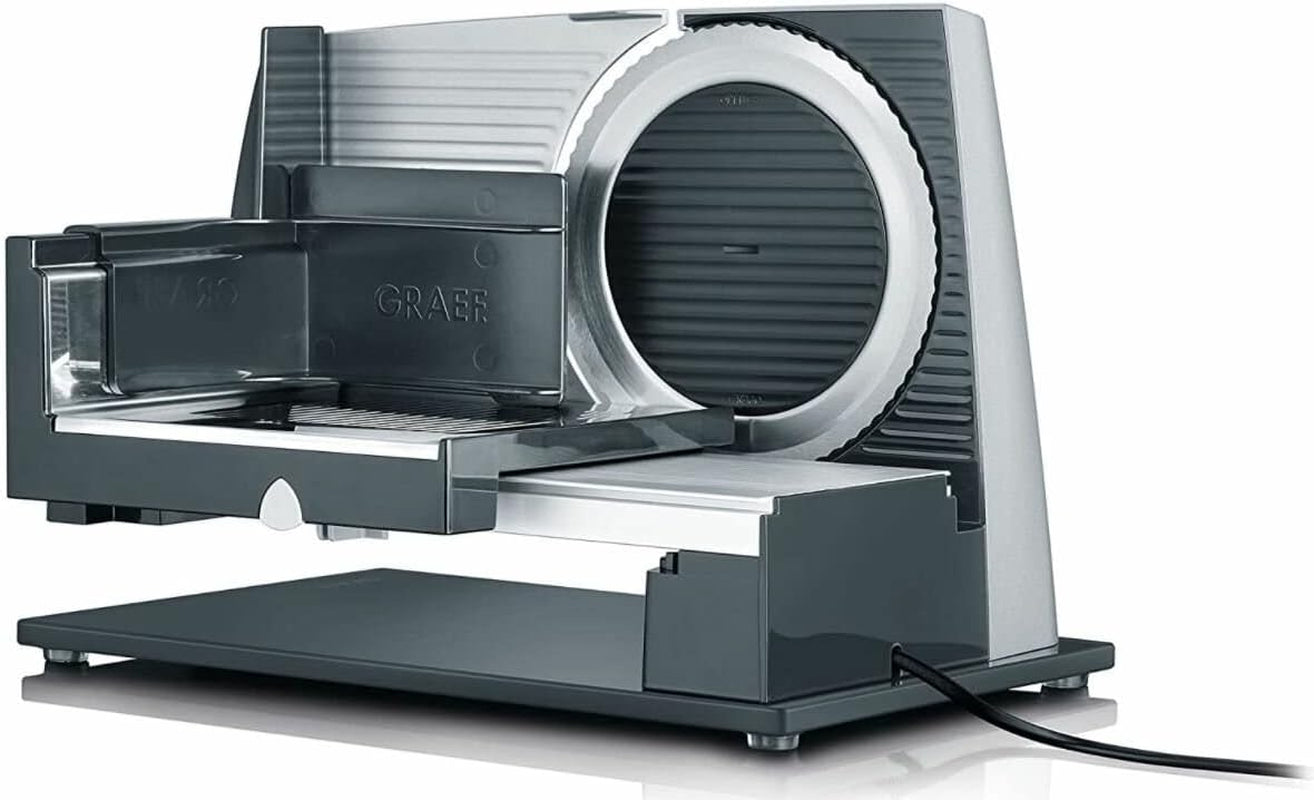 GRAEF SKS S32000, trancheuse électrique argentée avec boîtier entièrement métallique et plaque de base en verre Râpes et trancheuses Naty Shop