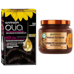 Garnier Color & Care Set : Olia 3.0 Coloration permanente châtain foncé + traitement réparateur pour cheveux (340 ml) | Au miel d'acacia et à la cire d'abeille pour brillance et souplesse | Teinture capillaire sans ammoniaque Naty Shop Titre par défaut