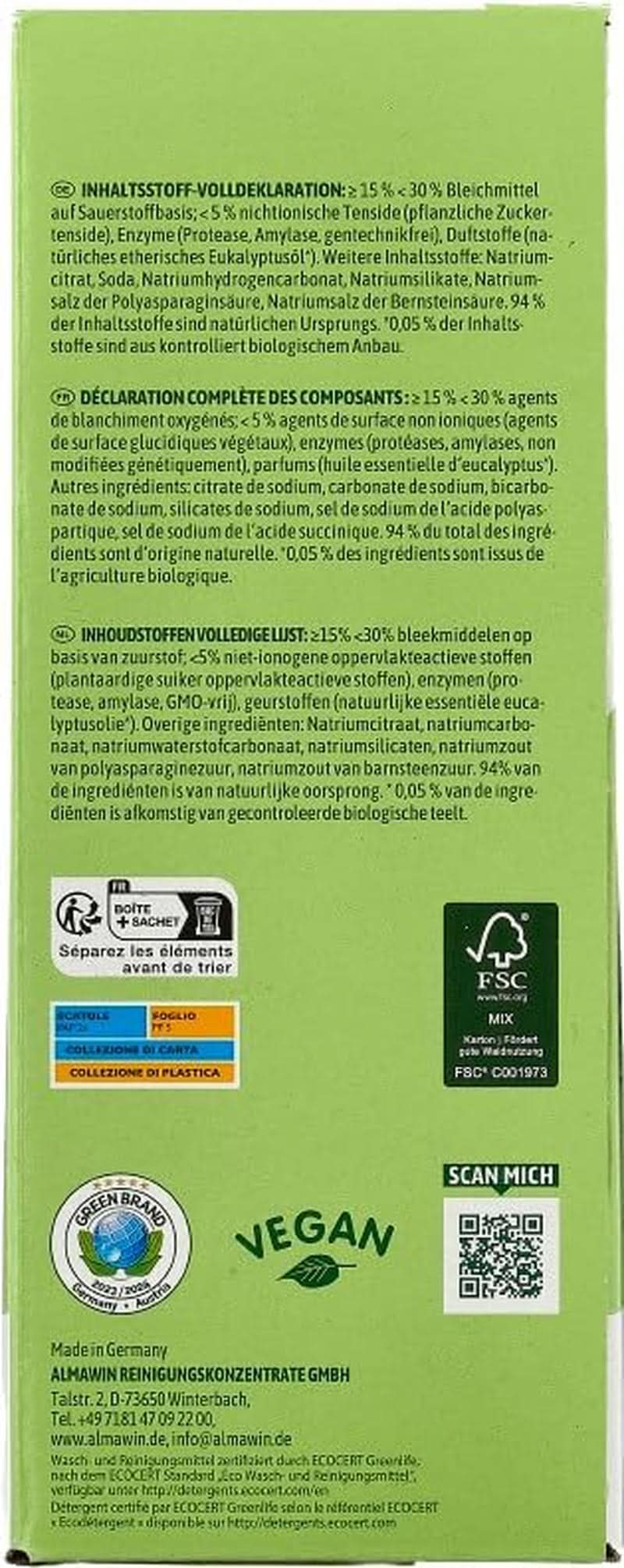 Almawin eco, poudre à vaisselle 2,8kg, 112 lavages, dosable pour différentes quantités de vaisselle Naty Shop