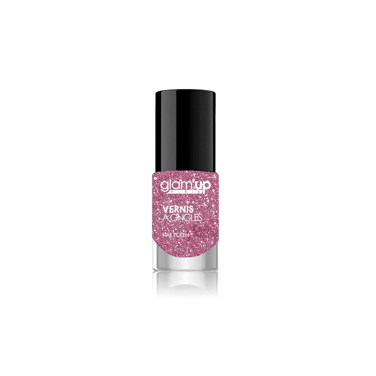 Glam'Up Paris, vernis à ongles ultra brillant, longue tenue et à séchage rapide, n°1. 129, paillettes roses