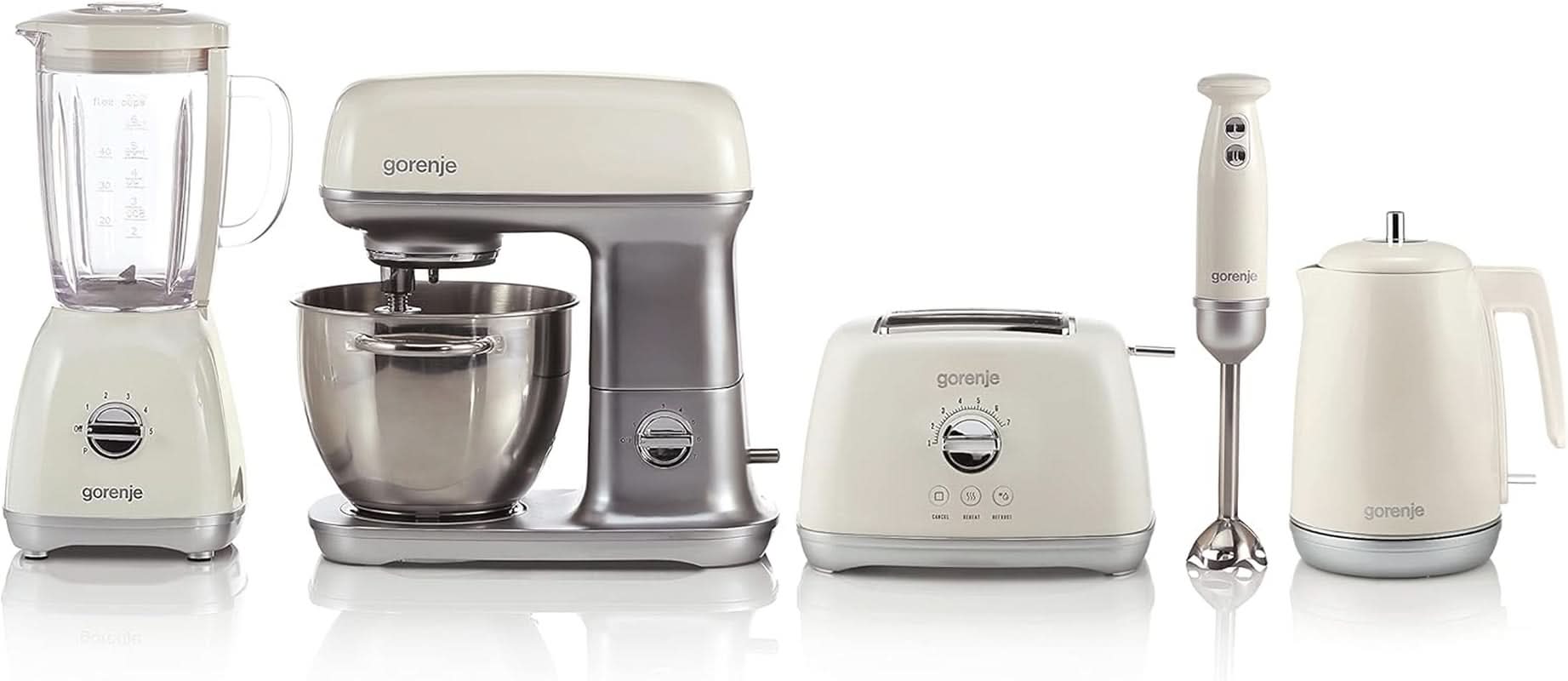 Gorenje MMC 1000 RL Küchenmaschine 7 Geschwindigkeitsstufen/Schüssel 4.5 Liter/ 1000 W Motorleistung / 3D Mixen/Supersilent/Easyclean/Überhitzungsschutz/Drehzahlregulierung/Champagne Mother and Child Naty Shop