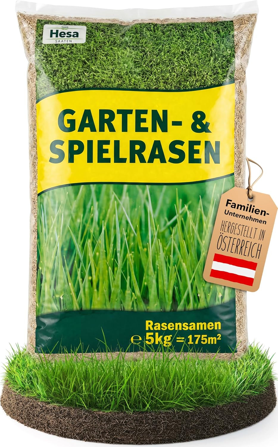 Hesa Gartenrasen Universal, 5 Kg Für Ca 175 M², Qualitäts-Rasensamen Für Hausgärten Und Restflächen, Pflegeleicht Und Schnellkeimend