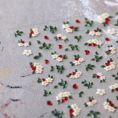 JMEOWIO 3D Nagelsticker Blume Nerdbeerenail Art Sticker Selbstklebend Nagelaufkleber 5D Stereoskopisch Dekoration Nageldesign Zubehör 1 Blatt