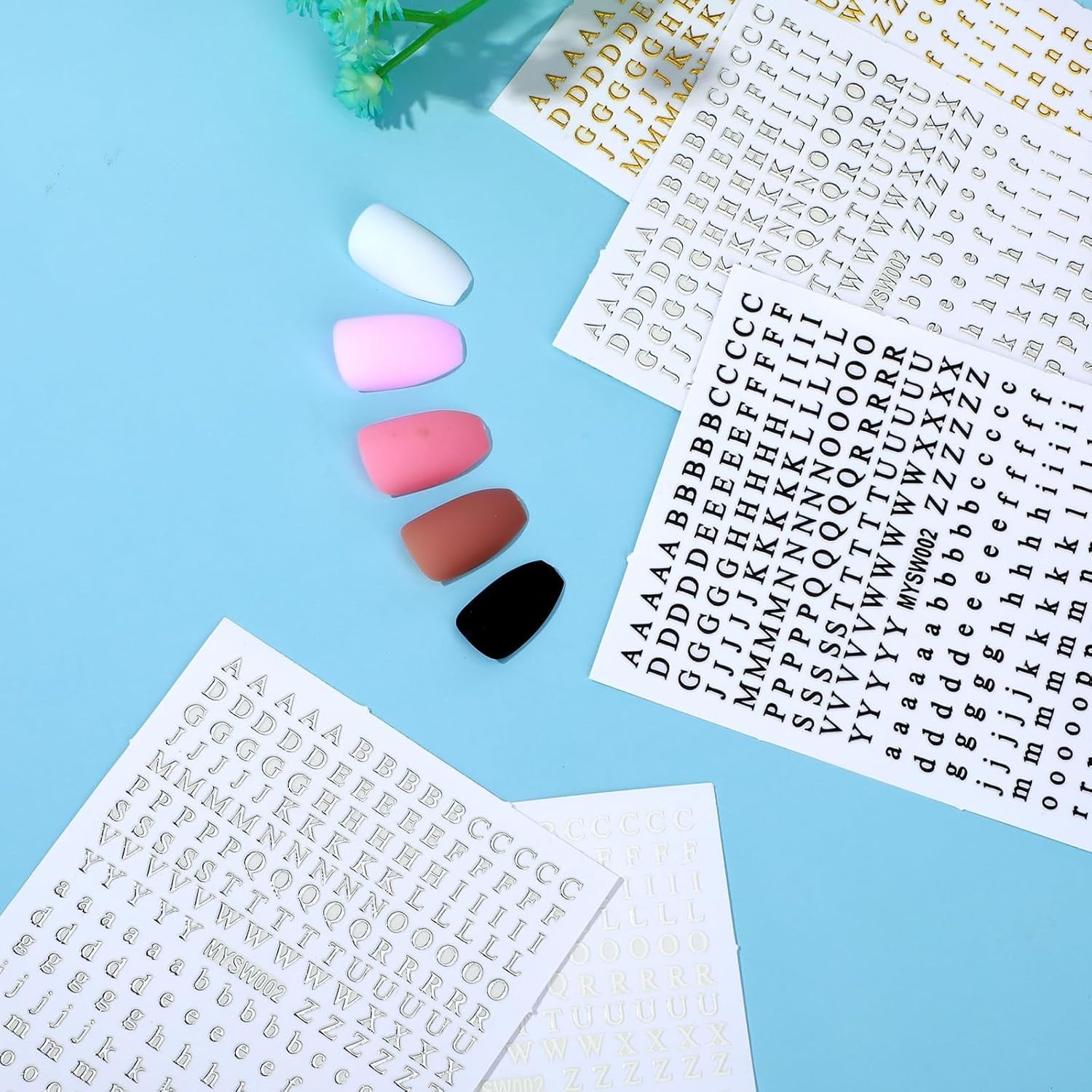 Nagelsticker Buchstaben 8 Blatt Nail Buchstaben Sticker Nagelsticker Glitzer Buchstaben Art Sticker Selbstklebend Nagelaufkleber Englisches Alphabet Dekoration Nageldesign Zubehör