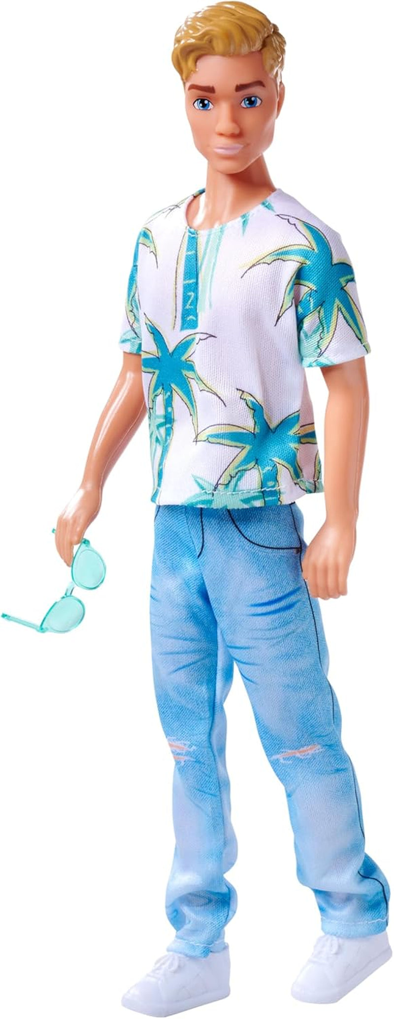 Poupée Simba Steffi Love Kevin portant un haut à imprimé palmiers et un jean cool, avec lunettes de soleil, 30 cm, à partir de 3 ans
