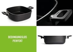 Woll Nowo Titanium Guss-Kasserole Viereckig - Induktiv -, 28 X 28 Cm, 10 Cm Hoch, 6.0 Liter, Mit 2 Seitengriffen - Geeignet Für Alle Herdarten, Aluminium, Backofenfest, Schwarz Moules et plaques pour la pâtisserie Naty Shop