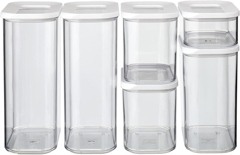 Mepal Lot de 6 Bocaux de Conservation avec Couvercles - Récipients Alimentaires Rectangulaires - Organisateur de Cuisine en Plastique - Récipients de Conservation Hermétique - 2x 2000ml, 2x 1000ml, 1x 1500ml & 1x 425ml - Boites de Conservation Alimentaires Blanches Naty Shop