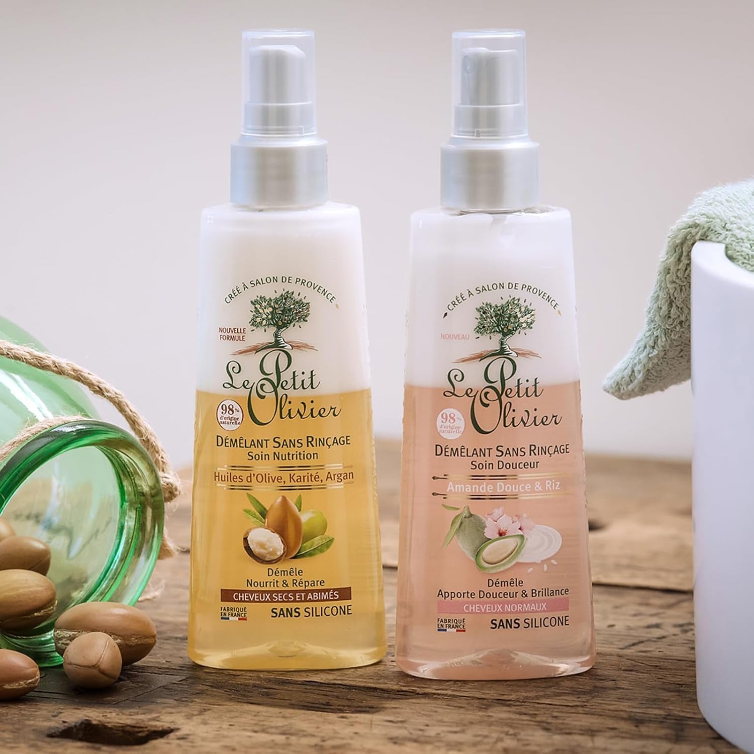 - Spray démêlant, soin, sans rinçage et silicone, huiles d'olive, karité & argan, démêle, répare et nourrit - cheveux secs et abîmés - 150 ml Produits démêlants cheveux Naty Shop