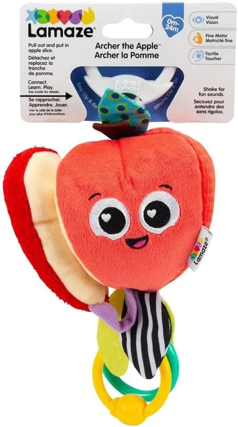 LAMAZE Bea la banane, jouet nouveau-né à clipser pour poussette et poussette, jouet sensoriel pour bébé avec couleurs et sons, jouet de développement pour garçons et filles de 0 à 24 mois, jaune Baby Toys Naty Shop Albert, pomme