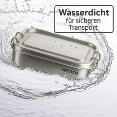 Wenco Boîte à lunch en acier inoxydable 2 compartiments Grande capacité 850 ml Boîte à lunch Étanche Passe au lave-vaisselle Comprenant un anneau de remplacement en silicone 18,5 x 14 x 5,5 cm Argent (Paquet de 2) Boîtes de conservation des aliments Naty Shop