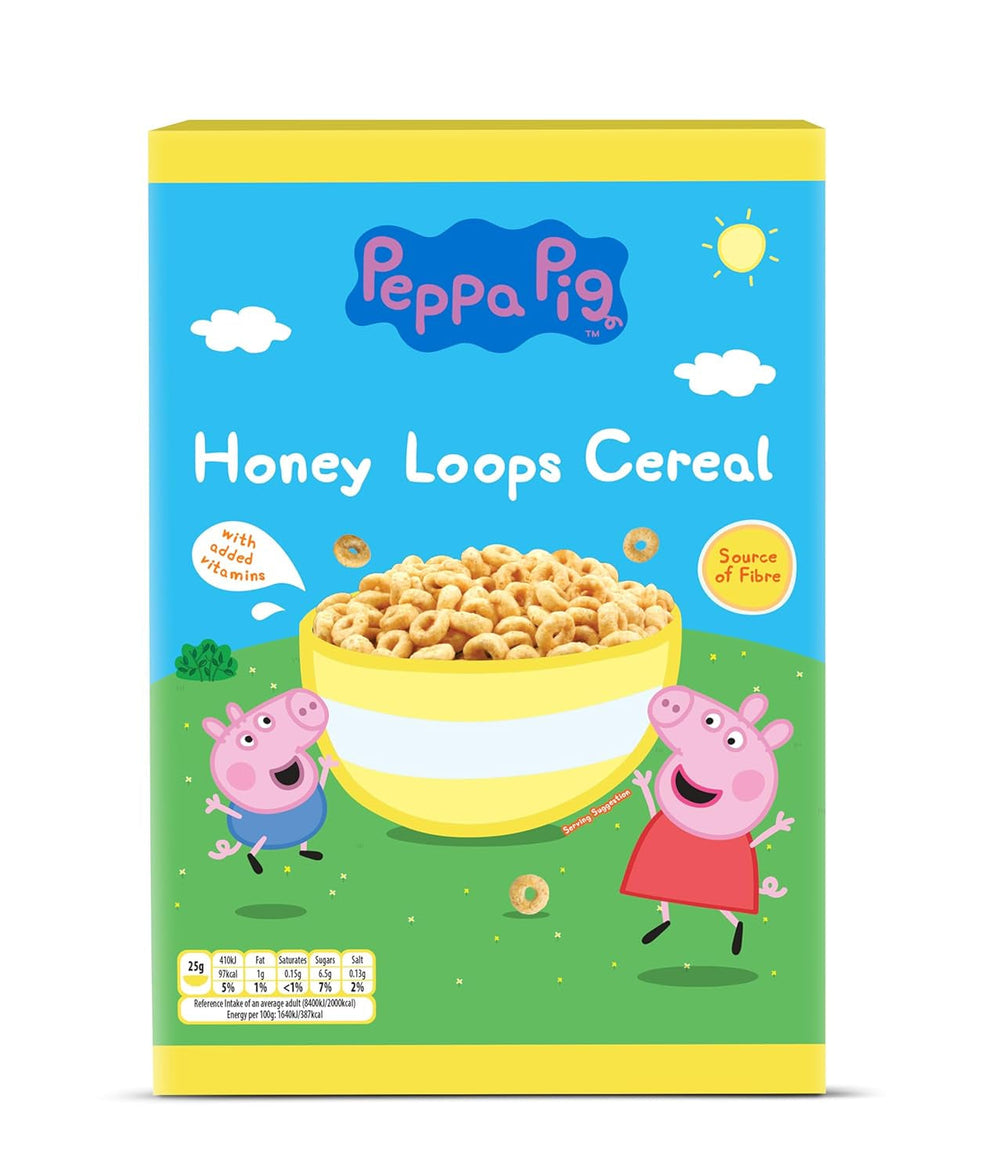 Peppa Pig Honey Loops Céréales, Knusprige Vollkorn Frühstückscerealien Mit Zugesetzten Vitaminen, 1Er Pack (1 X 375G) Céréales Naty Shop