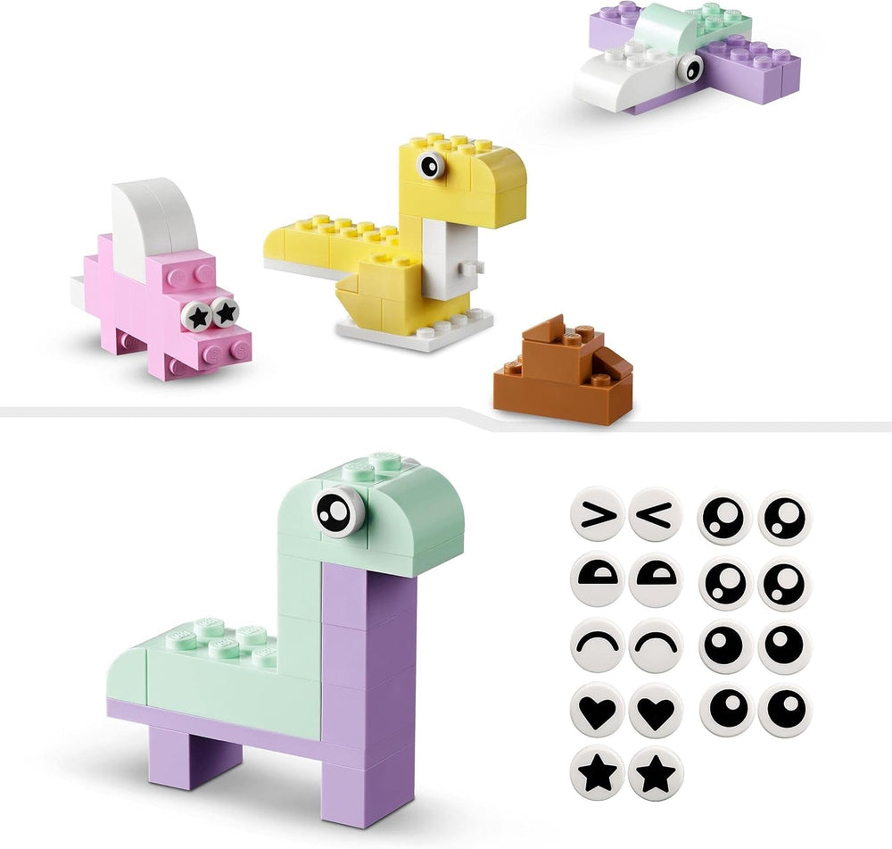 LEGO 11028 Ensemble de construction créatif pastel classique Boîte de briques, jouet de construction pour filles et garçons âgés de 5 ans et plus avec modèles ; glace, dinosaure, chat et plus encore Jeux de construction Besuche an LEGO-Store