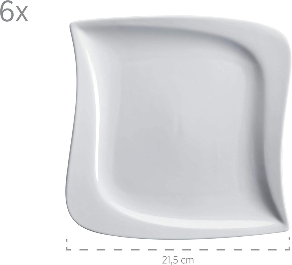 Verso de Mäser, Série La Musica, Service à café 18 pièces, Service de table en porcelaine pour 6 personnes, 921172, Blanc