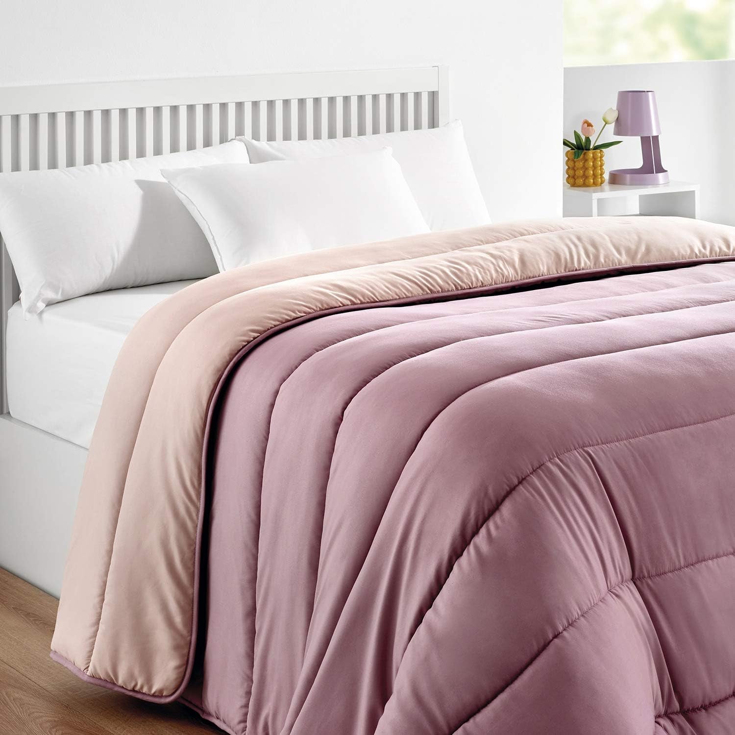 Pikolin Home - Couette réversible 300 G - Garnissage Nordique Bicolore - Pour lit 90 - Garnissage en plumes, chaud, respirant, Gris clair/gris naturel, 150 X 220 Cm Couettes et couettes Naty Shop