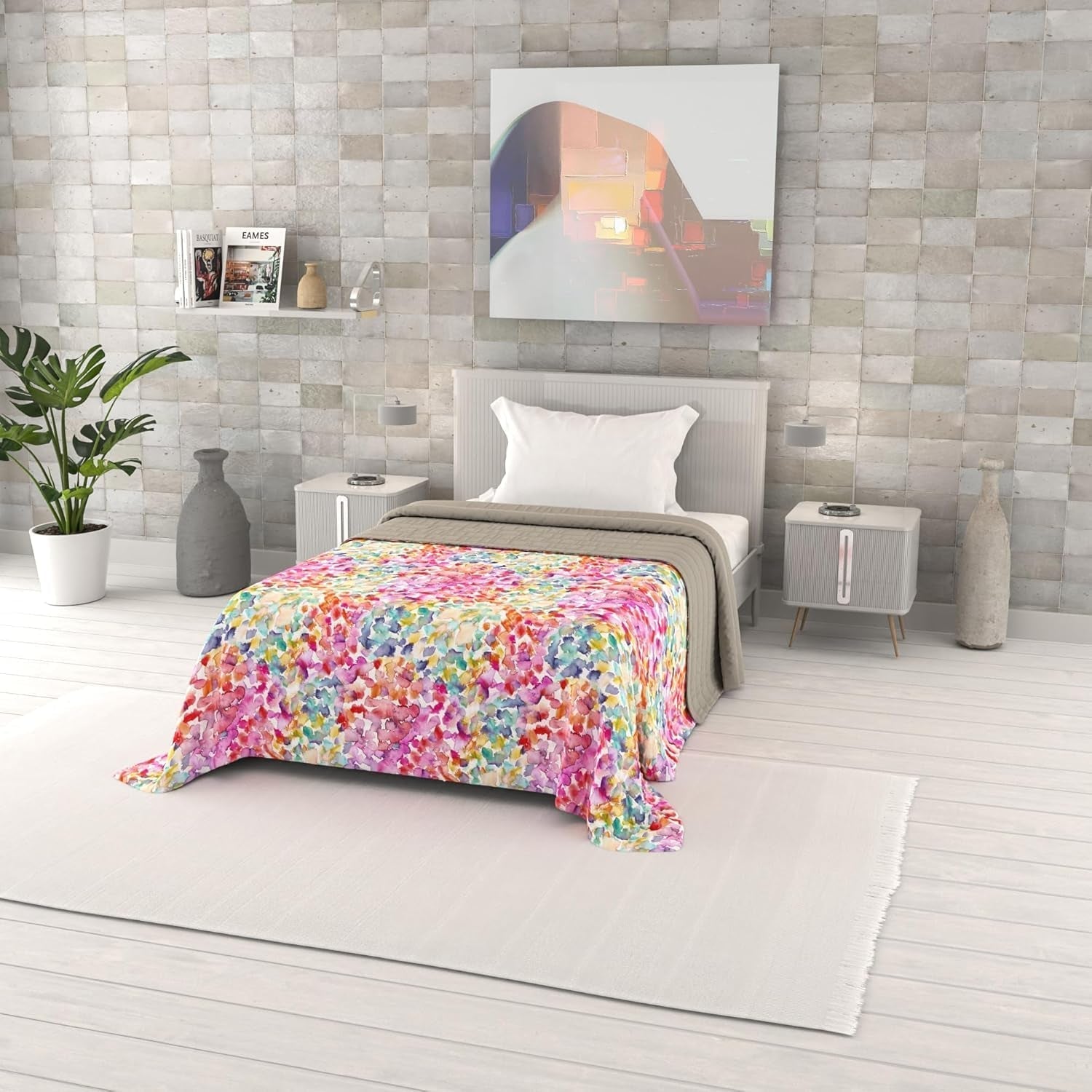 Couette d'été imprimée fantaisie, garnissage polyester, Pétales, 260X270Cm Couettes et quilts Naty Shop Printemps 220X270Cm