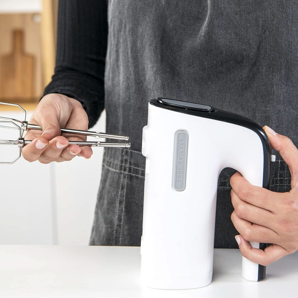 Taurus Station Inox - Standrührgerät Für Bakewaren, 500W, 5 Geschwindigkeiten, Turbofunktion, 2 Arten Von Rührstäben : Kneten Und Mixen, Weiß/Schwarz Mother and Child Naty Shop