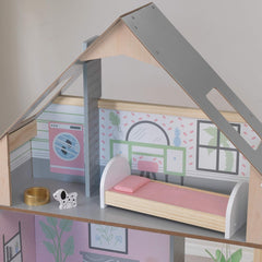 Kidkraft Alina Maison de poupée en bois avec meubles et accessoires pour poupées de 30 cm, ensemble de jeu à 3 niveaux avec chien et escalier mobile, jouet pour enfants de 3 ans, 10229 Naty Shop Dollhouses