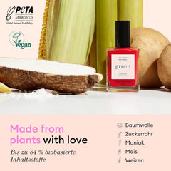 Oja Manucurist Verde Maro Castaniu - Oja cu Uscare Rapidă - Unghii DIY - Vegană, Fără 12 Unghii - Pe Bază de Plante - Fabricată în Franța