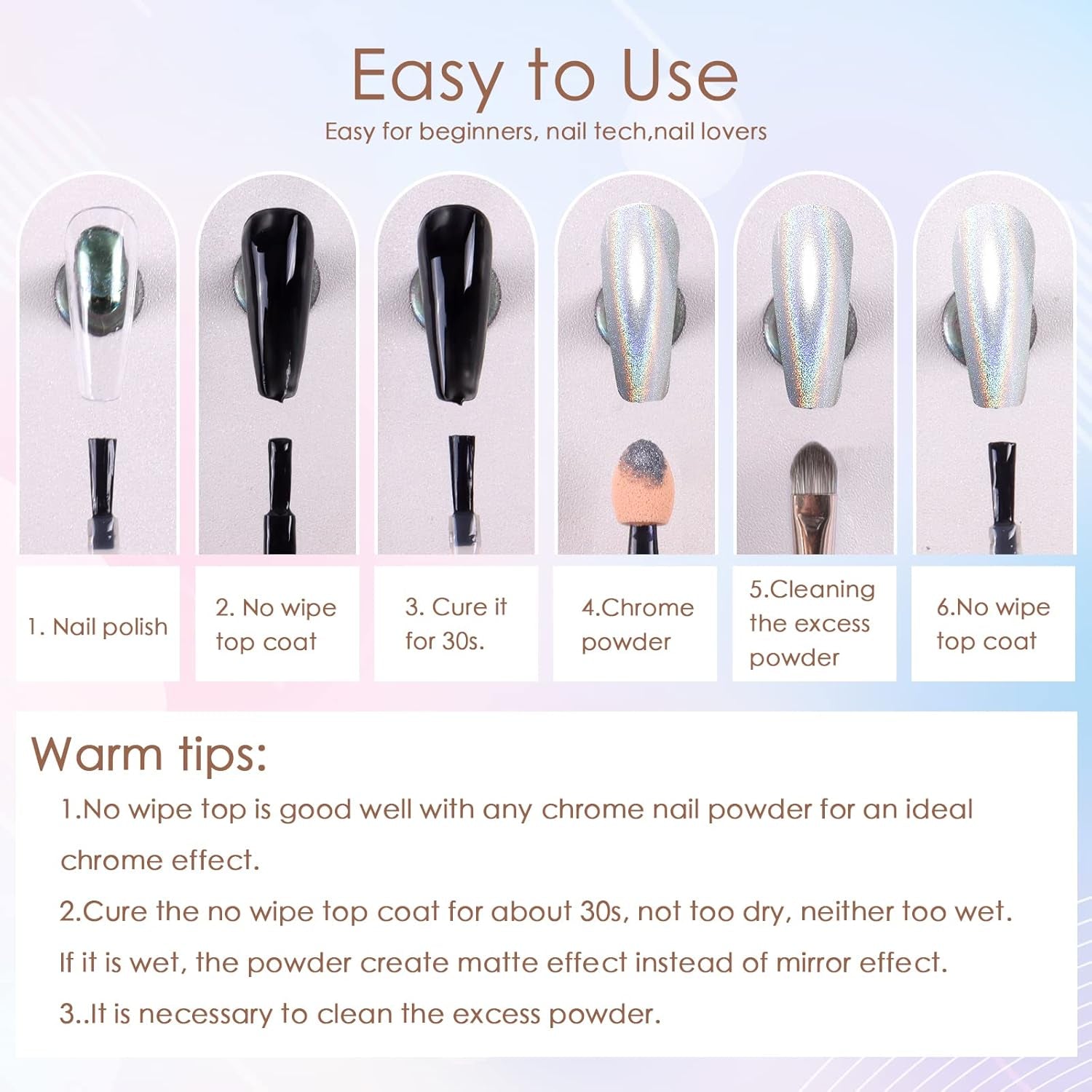 Chrome Nagel Pulver Spiegel Effekt Metallic Staub Holographische Glitter Glasierte Maniküre Dekoration Reflektierendes Pigment For DIY Gel Polish Nail Art, Harz Handwork, Geschenke for Gold