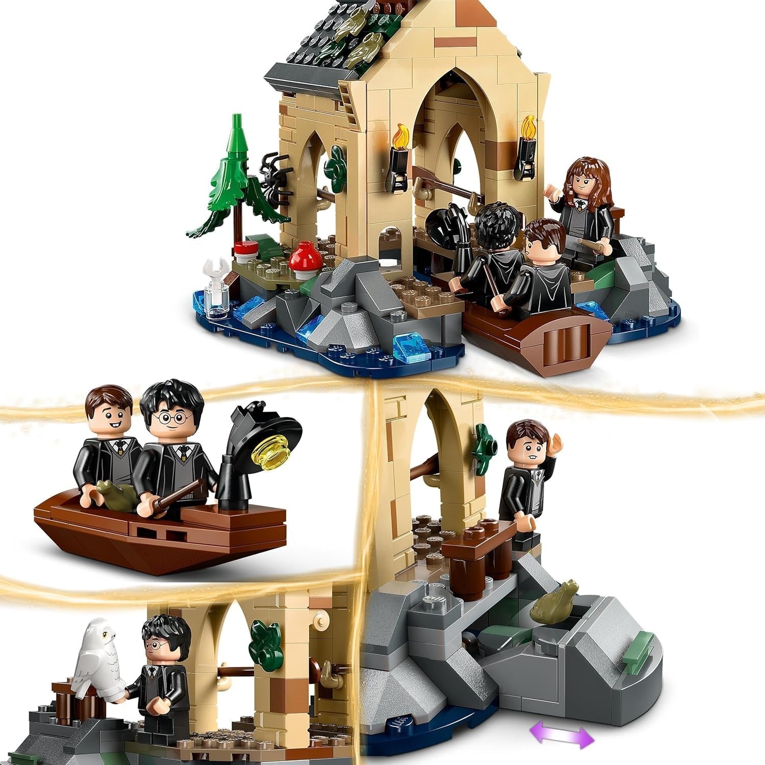 LEGO Harry Potter Modèle de hangar à bateaux du château de Poudlard pour enfants, comprend 2 bateaux à construire et 5 mini figurines, cadeau pour les filles, les garçons et tous les fans à partir de 8 ans 76426 Ensembles de construction Besuche den LEGO-Store