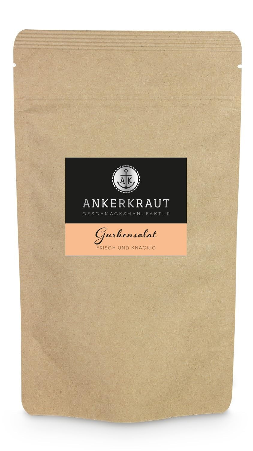 Ankerkraut Gurkensalat, 60 g dans un verre en liège, Würze Gherken-Salat Ganz Einfach, Zuckerfrei und Ohne Gesmackverstärker, Mischung würzender Ingredient für Salat
