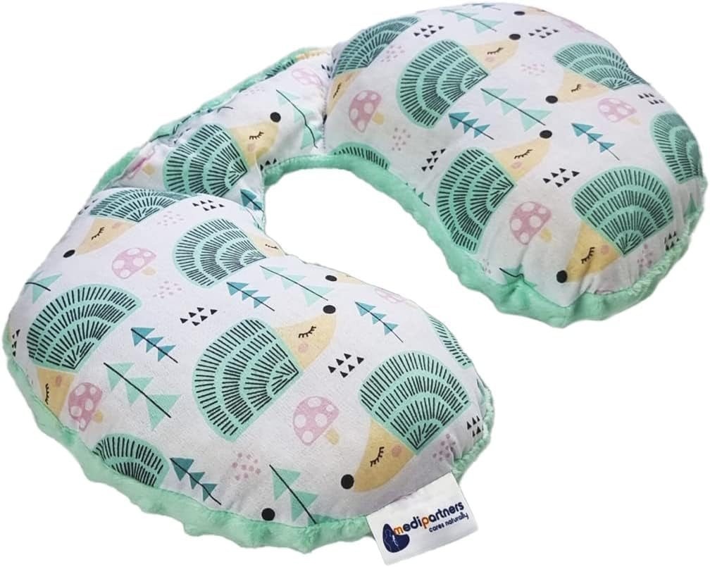 Medi Partners Oreiller cervical pour bébé 100 % coton / Minky Oreiller cervical pour voiture, poussette, voyage, sommeil, oreiller cervical Snooze Roll (REH avec Minky gris) Oreillers orthopédiques cervicaux Naty Shop Menthe Hérissons avec Minky Menthe