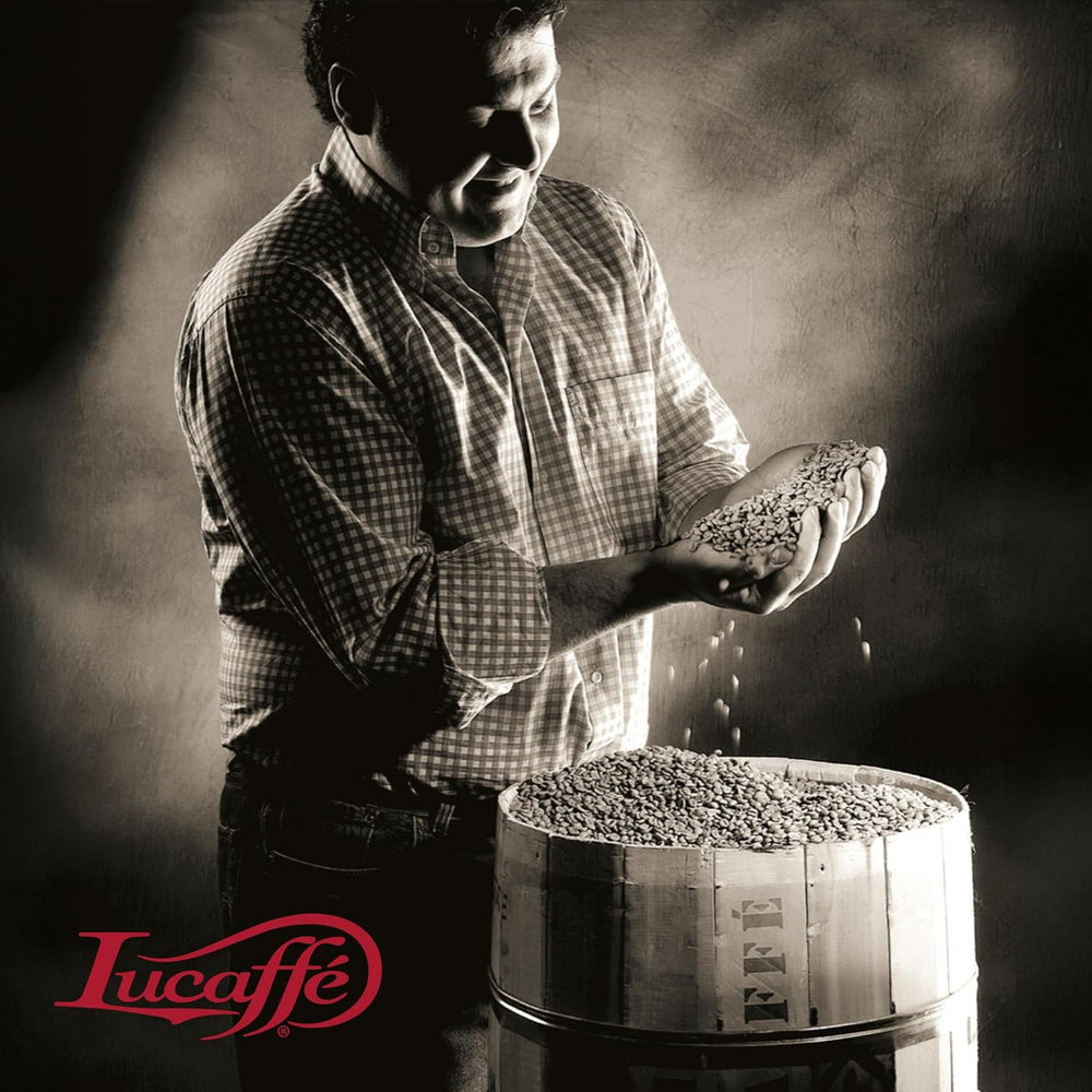 Lucaffè - Entkoffeinierte Kaffeebohnen Decaffeinato, 700 Gr | Machines à café pour machines à expresso sans caféine | Röstung foncé | Gesmack sucré et fruité, crémeux | Arômes Intensifs