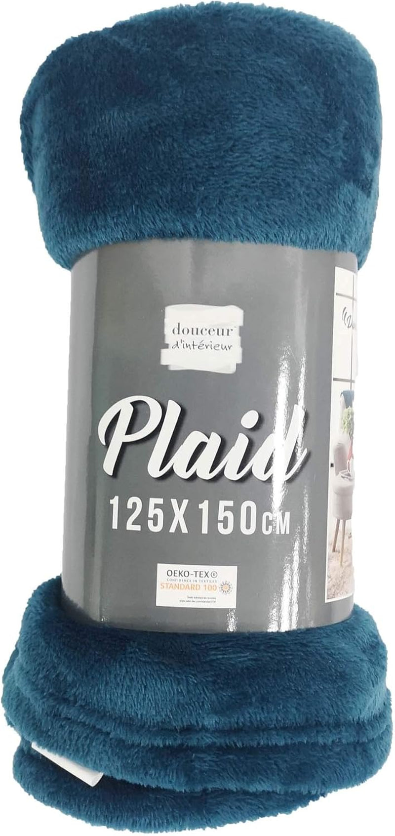 Douceur D'Intérieur FLANOU Plaid, Polyester, Bleu, 125 X 150 Cm Couettes et couettes Naty Shop