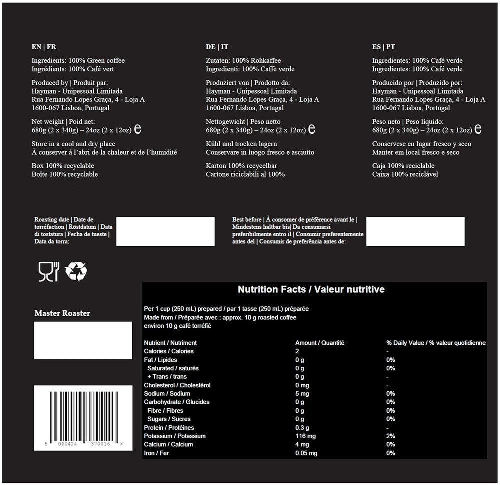 100% Fazenda Sao Paulo Kaffee aus Brasilien - Grüne Kaffeebohnen | Kaffee-Rösstufe : nicht geröstet, Anzahl von Einheiten : 1 x 680g