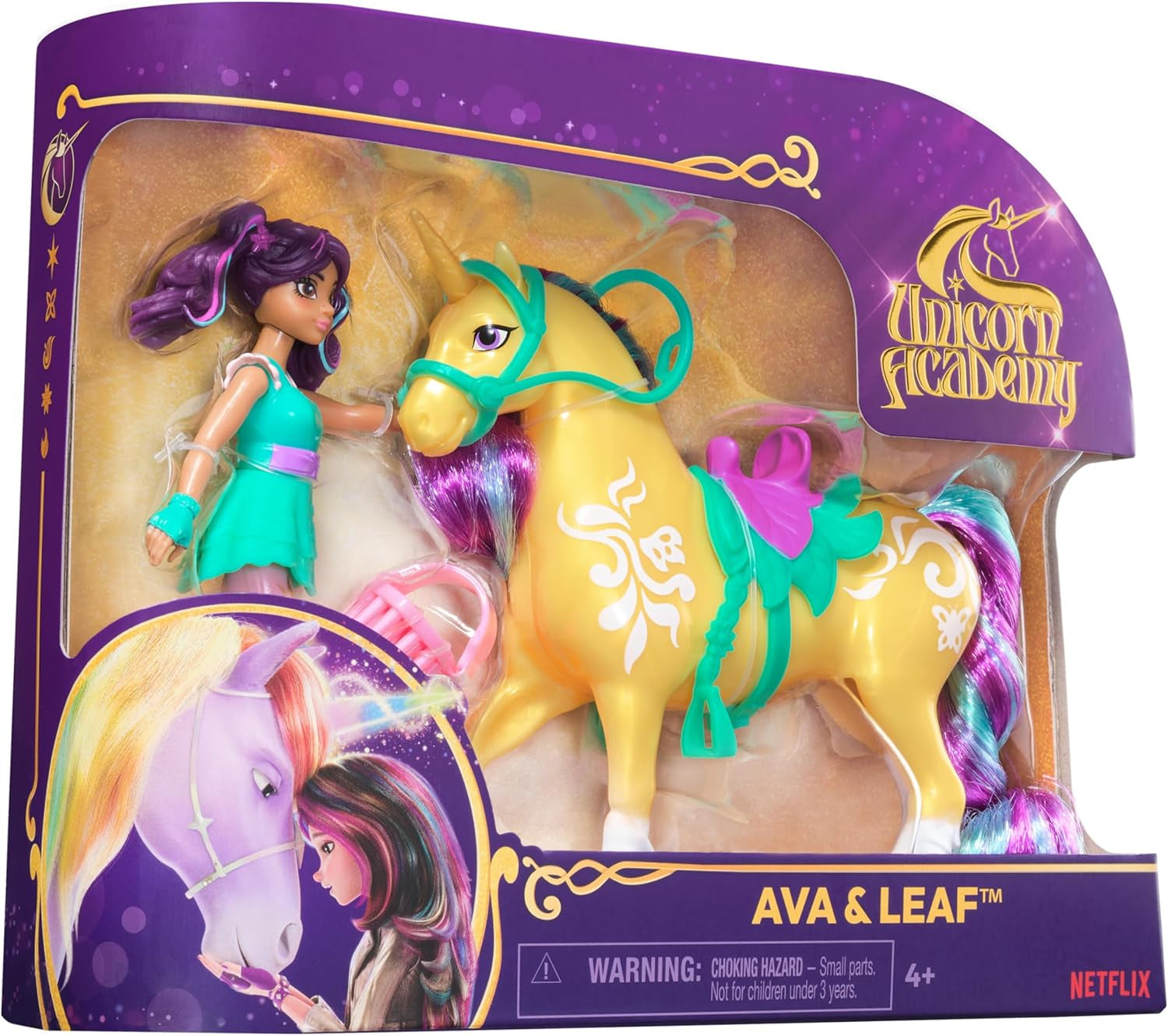 Unicorn Academy AVA et Unicorn Leaf Set - Figurines originales d'environ 12 cm de haut de la populaire série Netflix Avec deux accessoires et brosses à cheveux Pour un jeu de rôle imaginatif, pour les enfants à partir de 4 ans Figurines Naty Shop