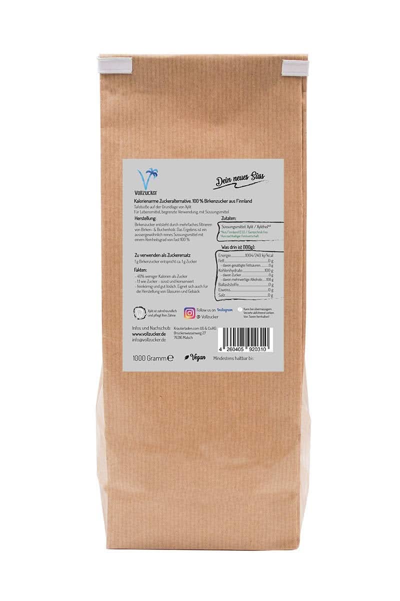 Véritable sucre de bouleau (Xylitol) de Finlande, 1 Kg Édulcorants Naty Shop