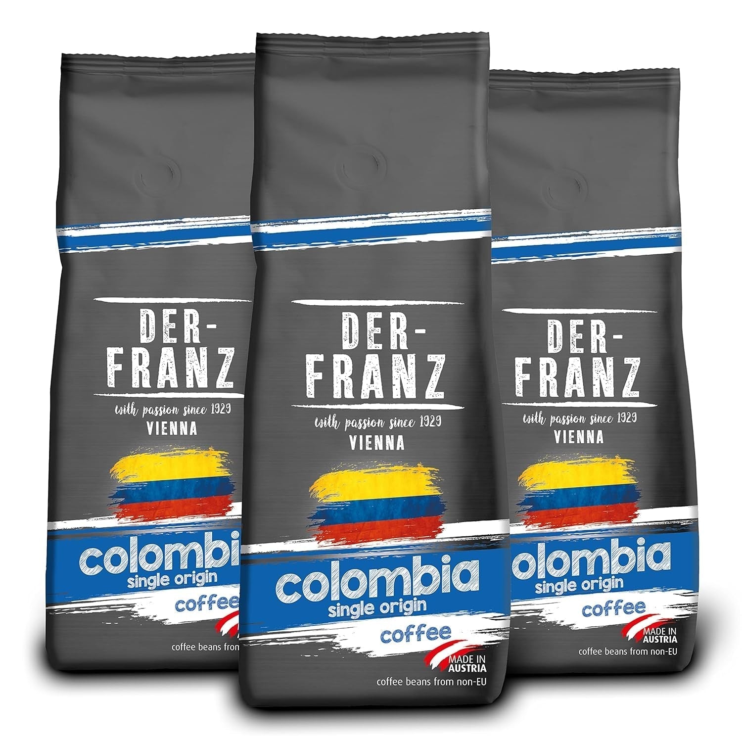 Café biologique Der-Franz Espresso, force 5/5, Arabica et Robusta biologiques, grains entiers Naty Shop Coffee 3 x 500 grammes Colombie