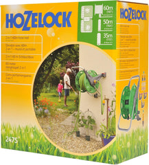 HOZELOCK - Enrouleur de tuyau 2 en 1 (ligne de support non incluse) 60 m : Autonome ou mural, facile à transporter mais robuste et durable. Utilisation flexible dans le jardin [2475R0000]