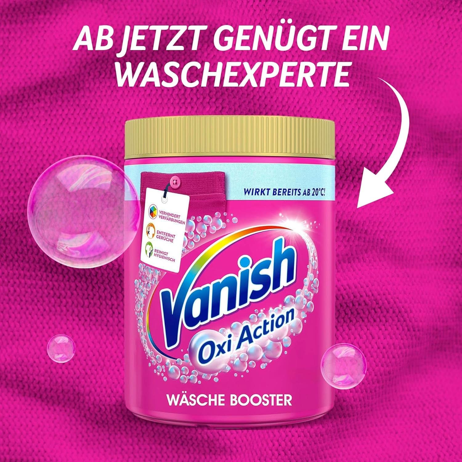 Vanish Oxi Action Powder Pink - 1,125 Kg - poudre détachante et améliorant le linge sans chlore - pour linge coloré Détergents à lessive Naty Shop