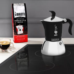 Bialetti Fiammetta cafetière à induction, 2 tasses (100 ml), adaptée à tous types de feux, design élégant, noire
