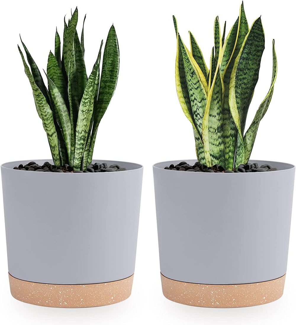 Lot de 2 pots de fleurs de 12,7 cm, pots de fleurs d'intérieur avec trous de drainage et base amovible, soucoupes décoratives modernes pour jardinières d'extérieur (blanc 12,7 cm)