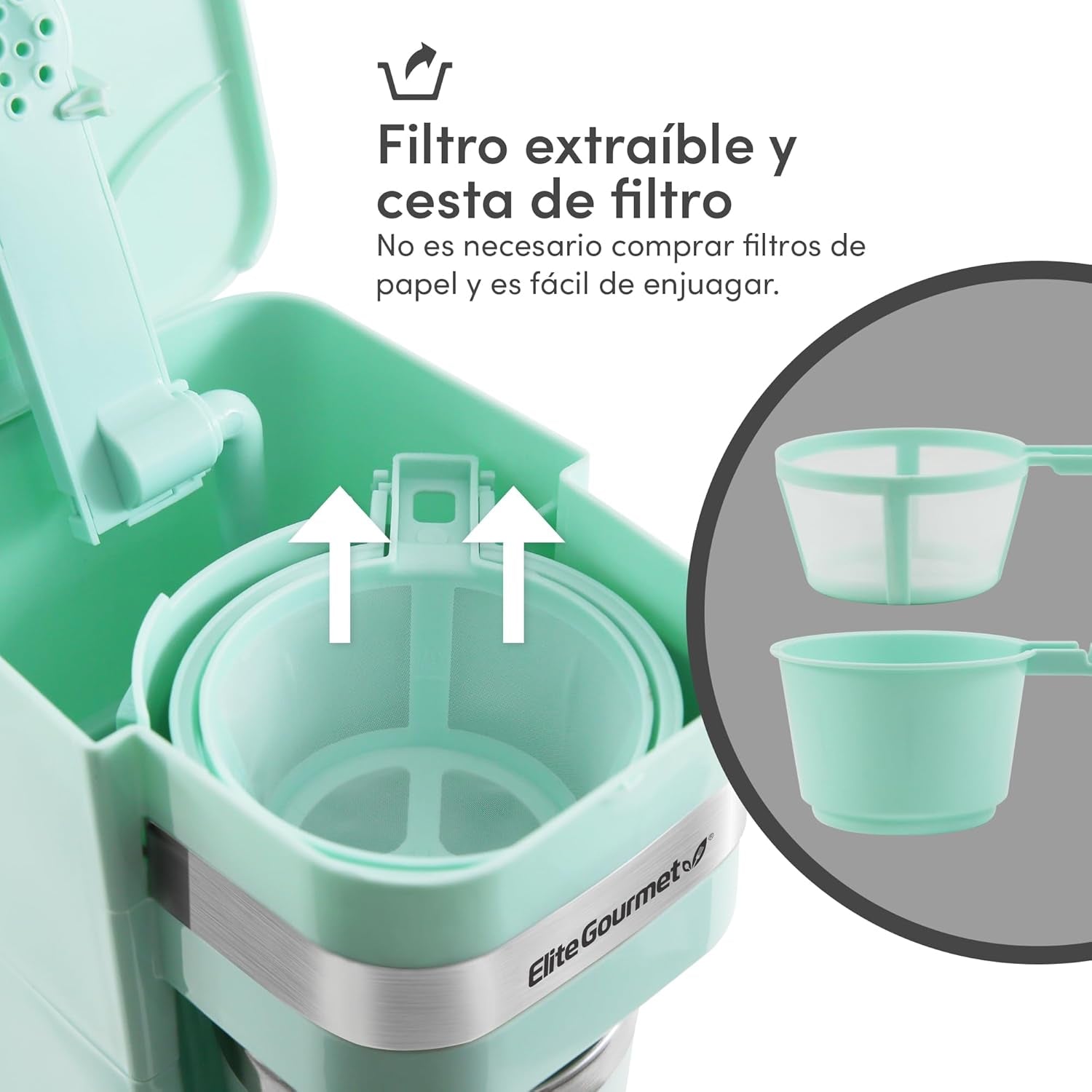 EHC113M# Machine à expresso à filtre personnelle compacte avec tasse thermique de voyage en acier inoxydable à l'intérieur du café moulu filtre réutilisable vert menthe 400 ml
