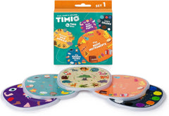 TIMIO Disc Set #1 : 5 disques audio pour TIMIO Player | Apprenez les couleurs, les animaux sauvages, les instruments de musique, 96 comptines Vol 1, les parties du corps | 8 langues incluses | Jouet d'apprentissage de 2 à 6 ans Baby Toys Naty Shop Timio Disc Set 1