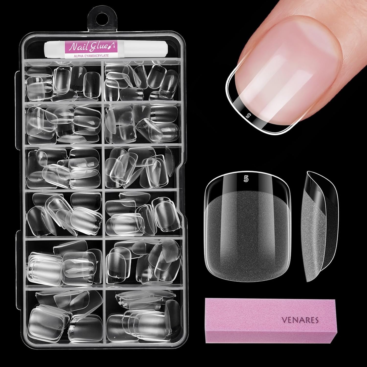 Ongles courts à couverture complète 120 pièces bouts d'ongles courts en forme d'amande bouts d'ongles courts en forme d'amande en gel souple 12 tailles bouts d'ongles courts préformés semi-mats pour ongles en gel