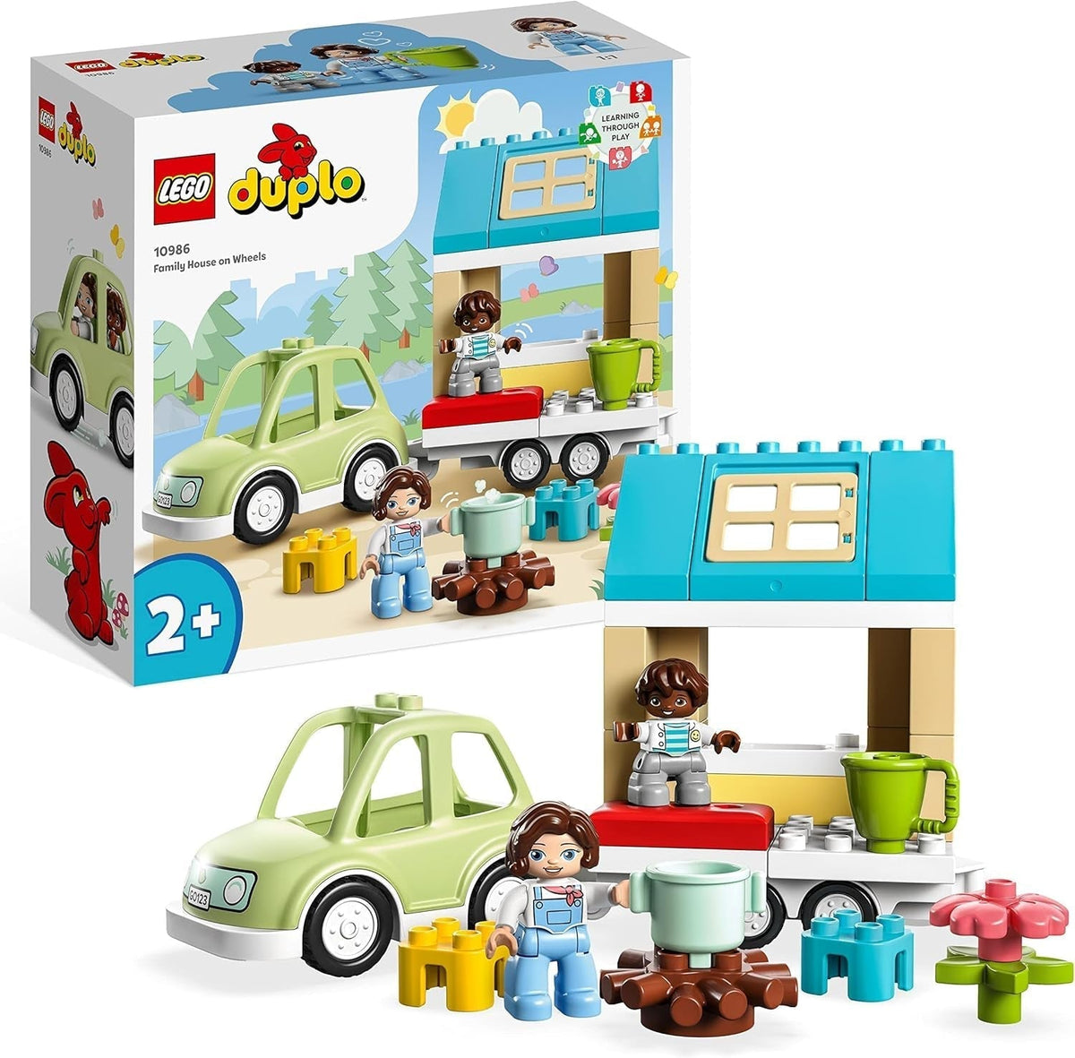 LEGO 10986 DUPLO At Home On Wheels, voiture jouet avec grandes briques, figurines et voiture jouet pour garçons et filles à partir de 2 ans, développe la motricité fine Jeux de construction Besuche den LEGO-Store Singur