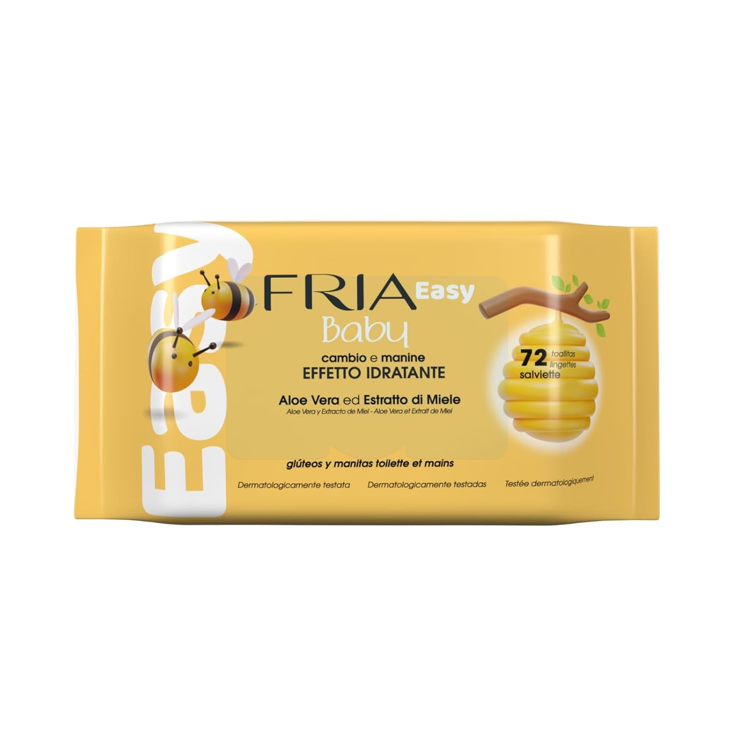 Lingettes humides Easy Baby avec hydratant pour la peau à l'aloe vera et à l'extrait de miel, testées dermatologiquement, paquet de 330 lingettes