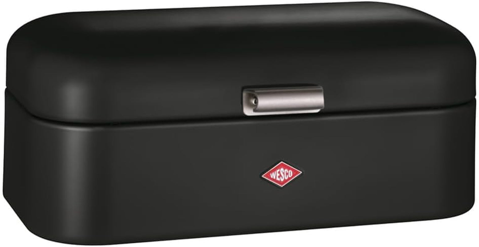 Boîte à pain Wesco Grandy en noir mat, tôle d'acier enduite de poudre, trous d'aération et poignée robuste Boîtes de conservation des aliments Naty Shop Noir mat
