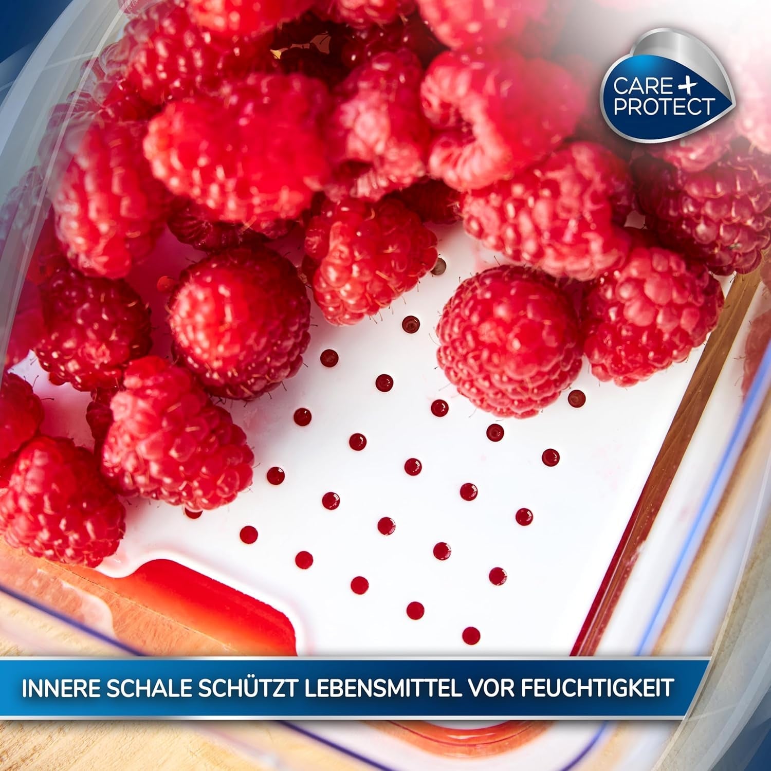 CARE + PROTECT Récipient alimentaire intelligent, parfaitement empilable, organisateur de réfrigérateur, protège les aliments de l'humidité, garde les aliments frais plus longtemps, 2,15 l Boîtes de conservation alimentaire Naty Shop