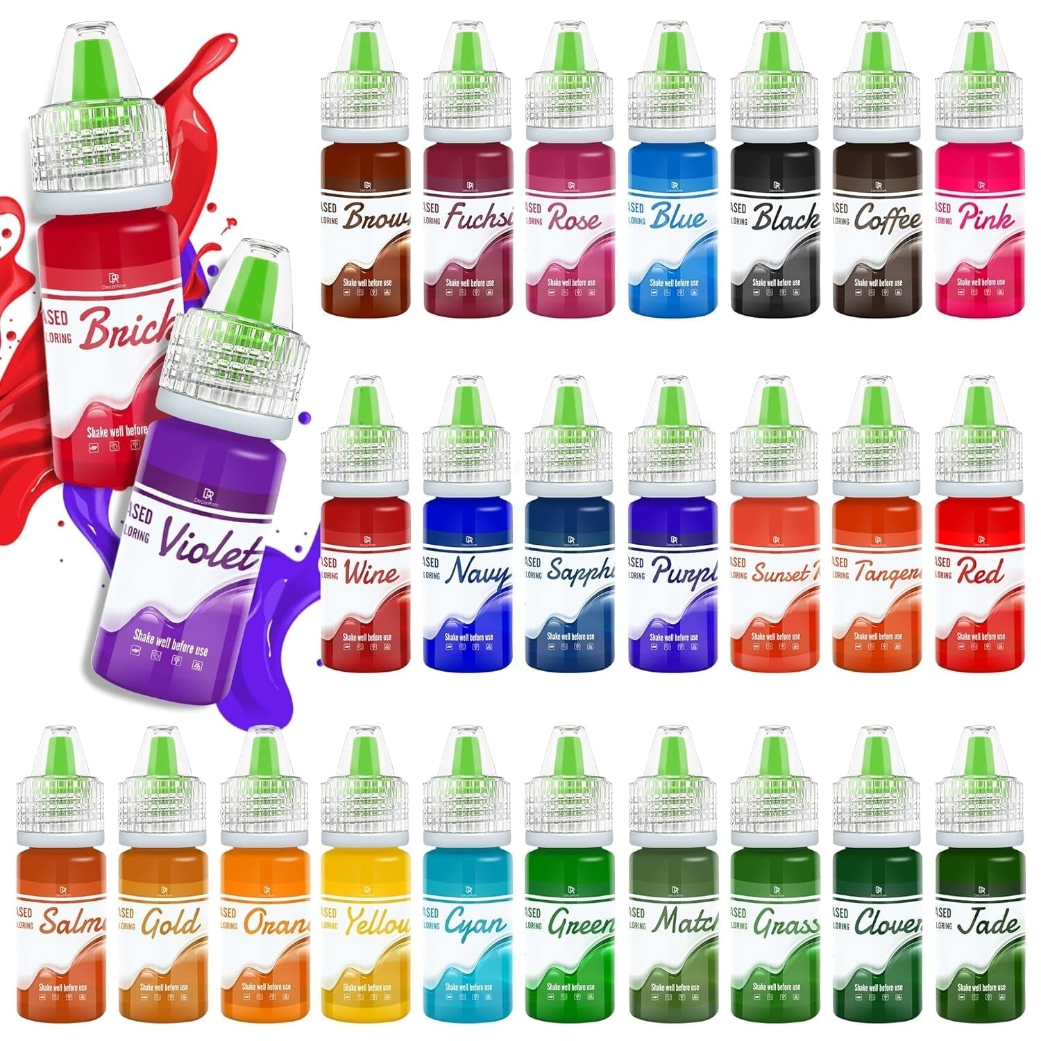 Fettlösliche Lebensmittelfarbe Für Schokolade - 26 Farben Ölbasis Lebensmittelfarben For Fondant, Torten Dekoration, Backen - Flüssige Food Coloring For Kakaobutter, Buttercream, Kuchen - 6Ml Je Naty Shop 6 Ml (26Er Pack)