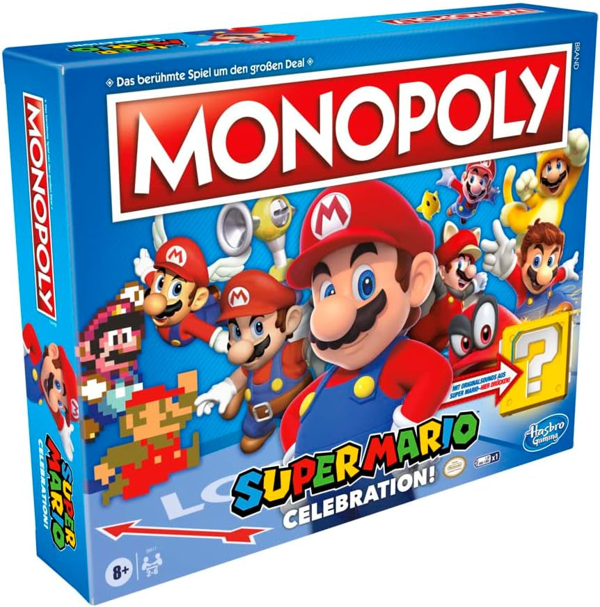 E9517100 Joc de societate Super Mario Celebration pentru fanii Super Mario cu vârsta de 8 ani și peste, cu efecte sonore din jocul video, Multi, Standard