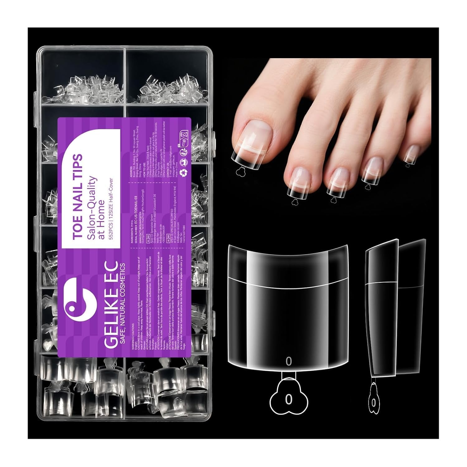 Gelike Ec Ongles courts en amande – Ongles souples à couverture complète, ongles artificiels pré-polis pour extensions d'ongles, studio de manucure à domicile, salon de bricolage, 120 pièces, 12 tailles