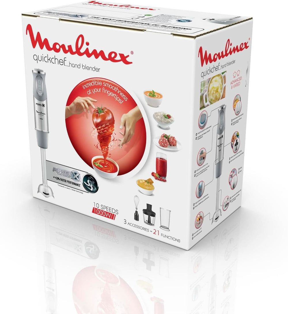 Quick Chef Quickchef – Stabmixer Mit 3 Zubehör, Edelstahl, 10 Geschwindigkeiten, 1000 W Mère et Enfant Naty Shop